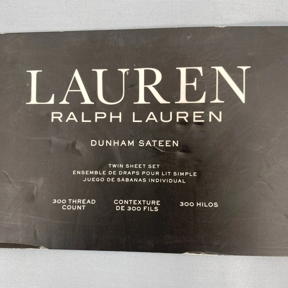 Lauren Ralph Lauren Sheet Set Twin Celestial Blue Dunham Sateen 300TC Cotton